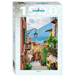 Step Puzzle (83065) - "Street view in Bellagio and lake Como, Italy" - 1500 piezas