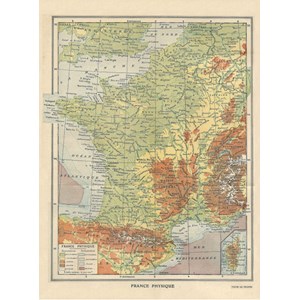 Grafika (01225) - "Map of France, Larousse, 1925" - 2000 piezas