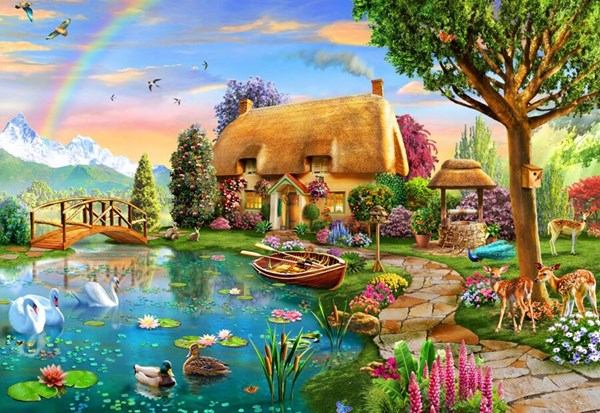 Bluebird Puzzle (70254) - Adrian Chesterman: "Lakeside Cottage" - 6000 piezas
