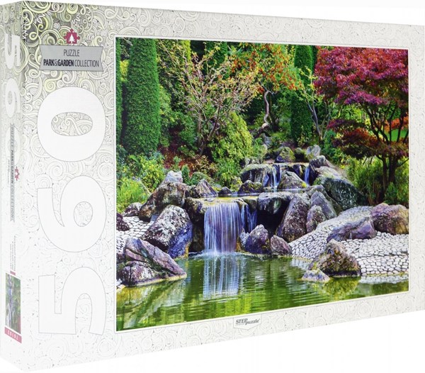 Step Puzzle (78103) - "Waterfall At Japanese Garden, Bonn, Germany" - 560 piezas