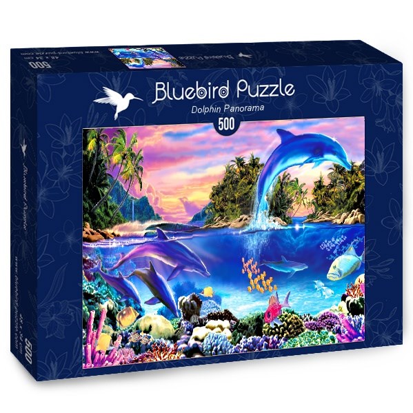 Bluebird Puzzle (70132) - Robin Koni: "Dolphin Panorama" - 500 piezas