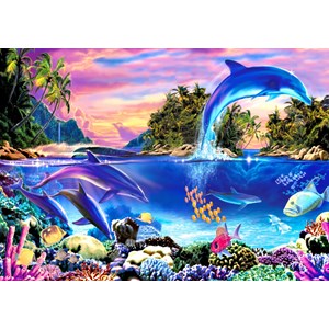 Bluebird Puzzle (70132) - Robin Koni: "Dolphin Panorama" - 500 piezas