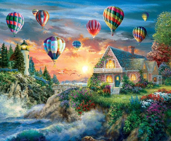 SunsOut (19285) - Nicky Boehme: "Balloons Over Sunset" - 1000 piezas