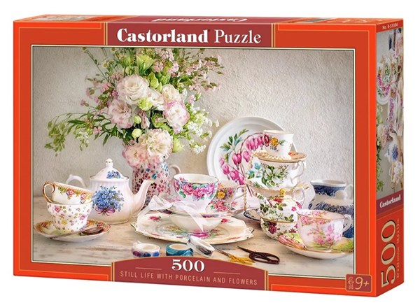 Castorland (B-53384) - "Still Life with Porcelain and Flowers" - 500 piezas