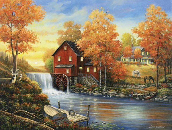 SunsOut (62118) - John Zaccheo: "Sunset at the Old Mill" - 300 piezas