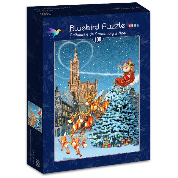 Bluebird Puzzle (70405) - François Ruyer: "Cathédrale de Strasbourg à Noël" - 100 piezas