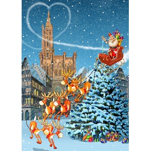 Bluebird Puzzle (70405) - François Ruyer: "Cathédrale de Strasbourg à Noël" - 100 piezas