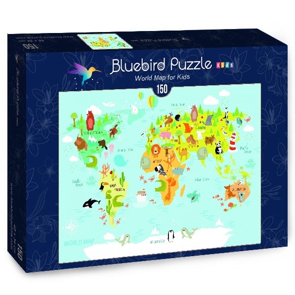 Bluebird Puzzle (70357) - Olga Utchenko: "World Map for Kids" - 150 piezas
