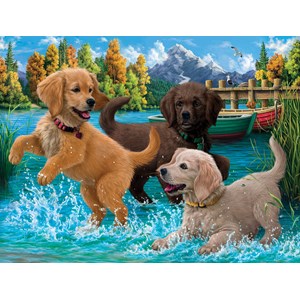 SunsOut (42918) - "Puppies Make a Splash" - 500 piezas