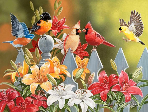 SunsOut (30479) - William Vanderdasson: "Birds on a Fence" - 300 piezas
