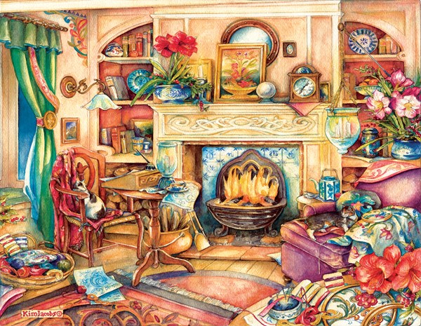 SunsOut (23447) - Kim Jacobs: "Fireside Embroidery" - 1000 piezas