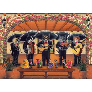 Art Puzzle (5082) - Don Roth: "Flamenco Meow Team" - 500 piezas