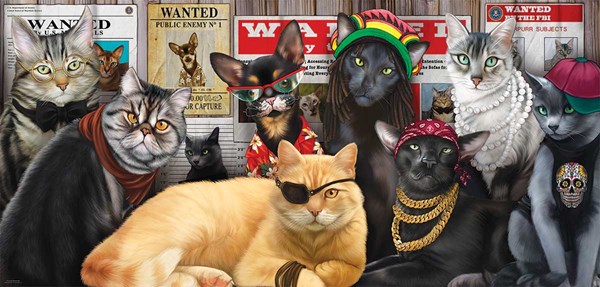 SunsOut (49012) - Lucia Guarnatta: "Cat Lineup" - 1000 piezas