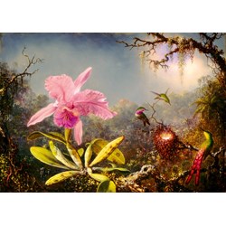 Bluebird Puzzle (60097) - Martin Johnson Heade: "Cattleya Orchid and Three Hummingbirds, 1871" - 1000 piezas