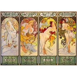 Bluebird Puzzle (60056) - Alphonse Mucha: "Four Seasons, 1900" - 1000 piezas