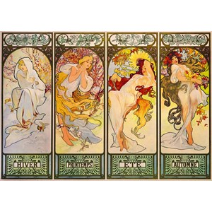 Bluebird Puzzle (60056) - Alphonse Mucha: "Four Seasons, 1900" - 1000 piezas
