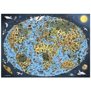 Dino (53281) - "Illustrated World Map" - 1000 piezas