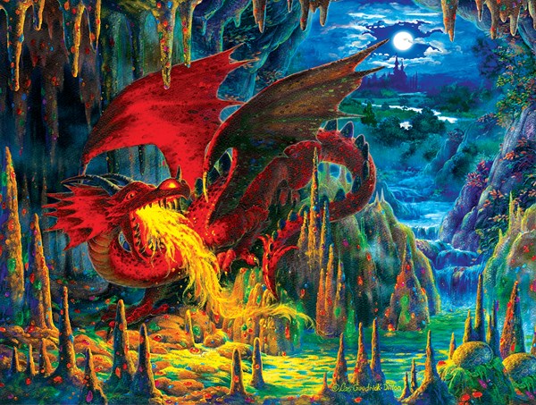 SunsOut (59775) - Liz Goodrick-Dillon: "Fire Dragon of Emerald" - 500 piezas