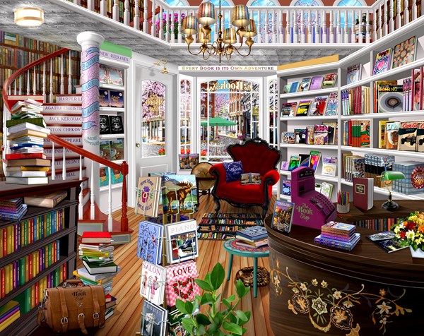 SunsOut (31534) - Bigelow Illustrations: "The Book Shop" - 1000 piezas