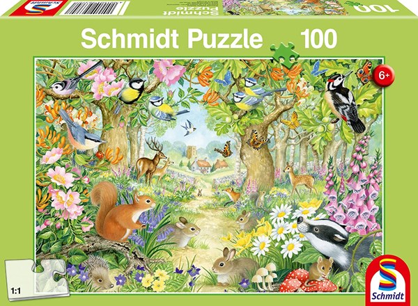 Schmidt Spiele (56370) - "Animals of the Forest" - 100 piezas