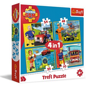 Trefl (34311) - "Fireman Sam to the Rescue" - 35 48 54 70 piezas
