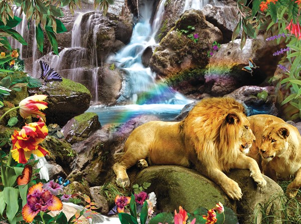 SunsOut (48466) - Alixandra Mullins: "Love Lion Waterfall" - 1000 piezas