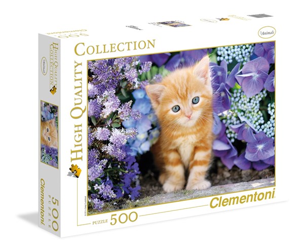 Clementoni (30415) - "Ginger Cat in Flowers" - 500 piezas