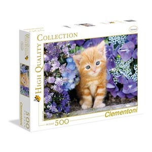 Clementoni (30415) - "Ginger Cat in Flowers" - 500 piezas