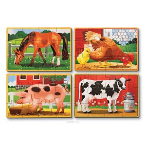 Melissa and Doug (3793) - "Farm Animals Puzzles in a Box" - 12 piezas