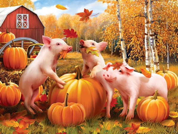 SunsOut (28657) - Tom Wood: "Pigs & Pumpkins" - 300 piezas