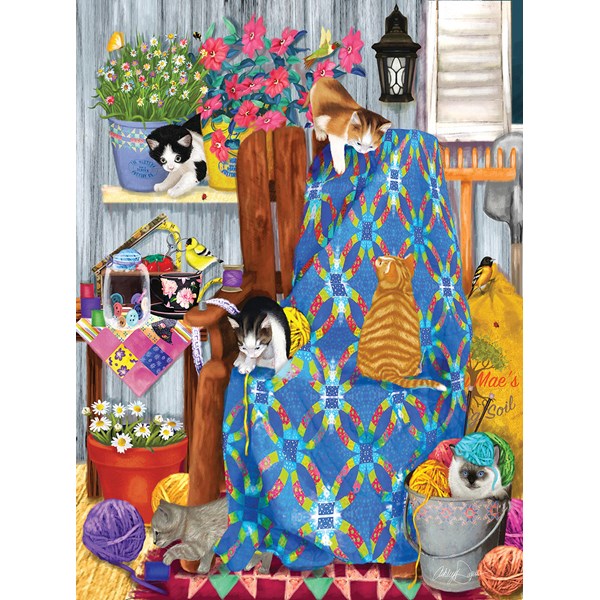 SunsOut (12562) - "Porch Kittens" - 1000 piezas