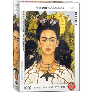 Eurographics (6000-0802) - Frida Kahlo: "Self-Portrait with Thorn Necklace and Hummingbird" - 1000 piezas