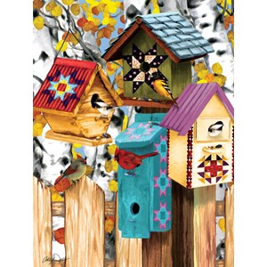 SunsOut (12554) - Ashley Davis: "Fall Birdhouses" - 1000 piezas