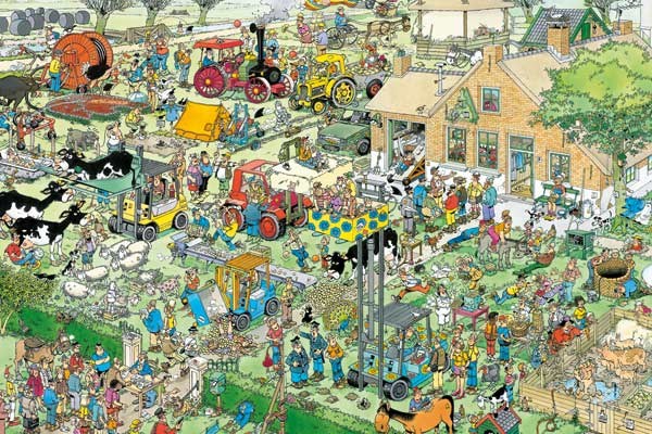 Jumbo (17077) - Jan van Haasteren: "Farm Visit" - 1500 piezas