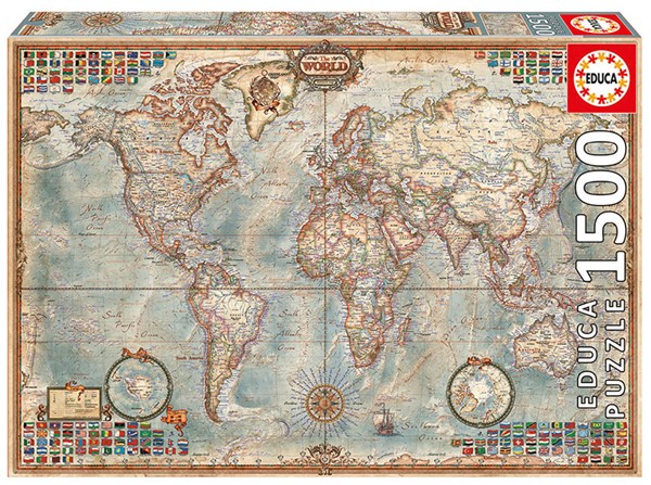 Educa (16005) - "Political Map Of The World" - 1500 piezas
