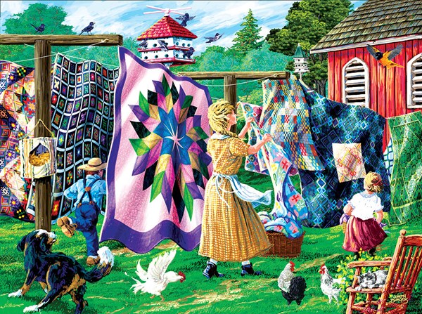 SunsOut (38864) - Joseph Burgess: "Quilter's Clothesline" - 1000 piezas