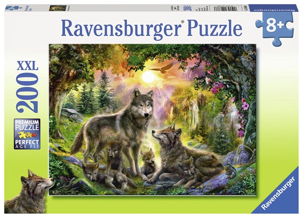 Ravensburger (12686) - "Wolf Family in the Sun" - 200 piezas
