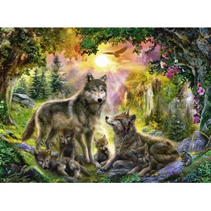 Ravensburger (12686) - "Wolf Family in the Sun" - 200 piezas
