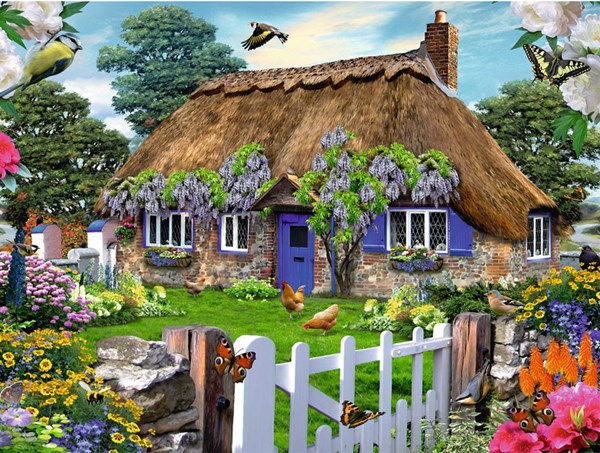 Ravensburger (16297) - "Cottage in England" - 1500 piezas