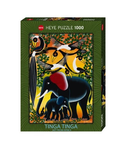 Heye (29458) - Edward Tingatinga: "Elephant Family" - 1000 piezas