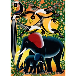 Heye (29458) - Edward Tingatinga: "Elephant Family" - 1000 piezas