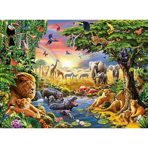 Ravensburger (13073) - Adrian Chesterman: "Evening at the Waterhole" - 300 piezas