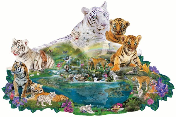 SunsOut (96108) - Alixandra Mullins: "Tigers at the Pool" - 1000 piezas