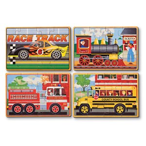 Melissa and Doug (3794) - "Vehicle Puzzles in a Box" - 12 piezas