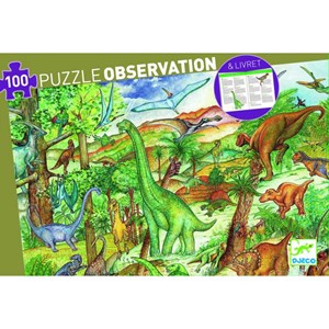 Djeco (07424) - "Discover the Dinosaurs + Poster" - 100 piezas